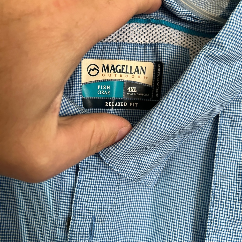 Magellan Outdoors Blue Plaid Relaxed Shirt 4XL